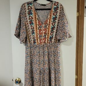 Boho Paisley Maxi Dress in Multicolor